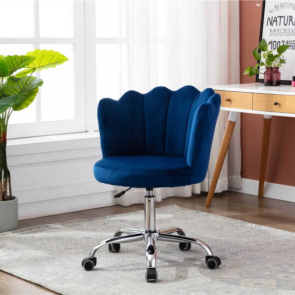COOLMORE Velvet Swivel Shell Chair Height Adjustable with Curved Backrest and Casters for Living Room, Bedroom, Office - Blue COOLMORE Velvet Swivel Shell Chair Height Adjustable With Curved Backrest And Casters For Living Room, Bedroom, Office - Blue -NEWTRAL Sales Shop COOLMORE Swivel Shell Chair for Living Room Bed Room Modern Leisure office Chair Blue 457413 2