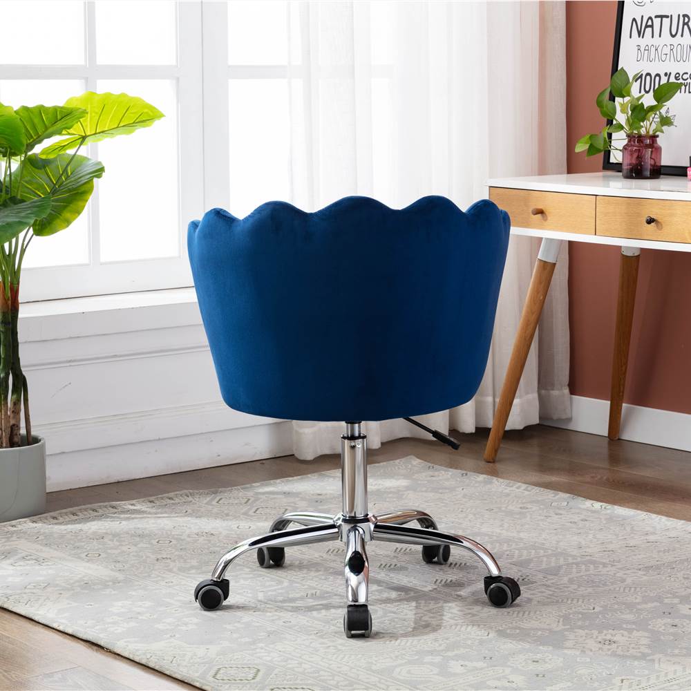 COOLMORE Velvet Swivel Shell Chair Height Adjustable with Curved Backrest and Casters for Living Room, Bedroom, Office - Blue COOLMORE Velvet Swivel Shell Chair Height Adjustable With Curved Backrest And Casters For Living Room, Bedroom, Office - Blue -NEWTRAL Sales Shop COOLMORE Swivel Shell Chair for Living Room Bed Room Modern Leisure office Chair Blue 457413 3