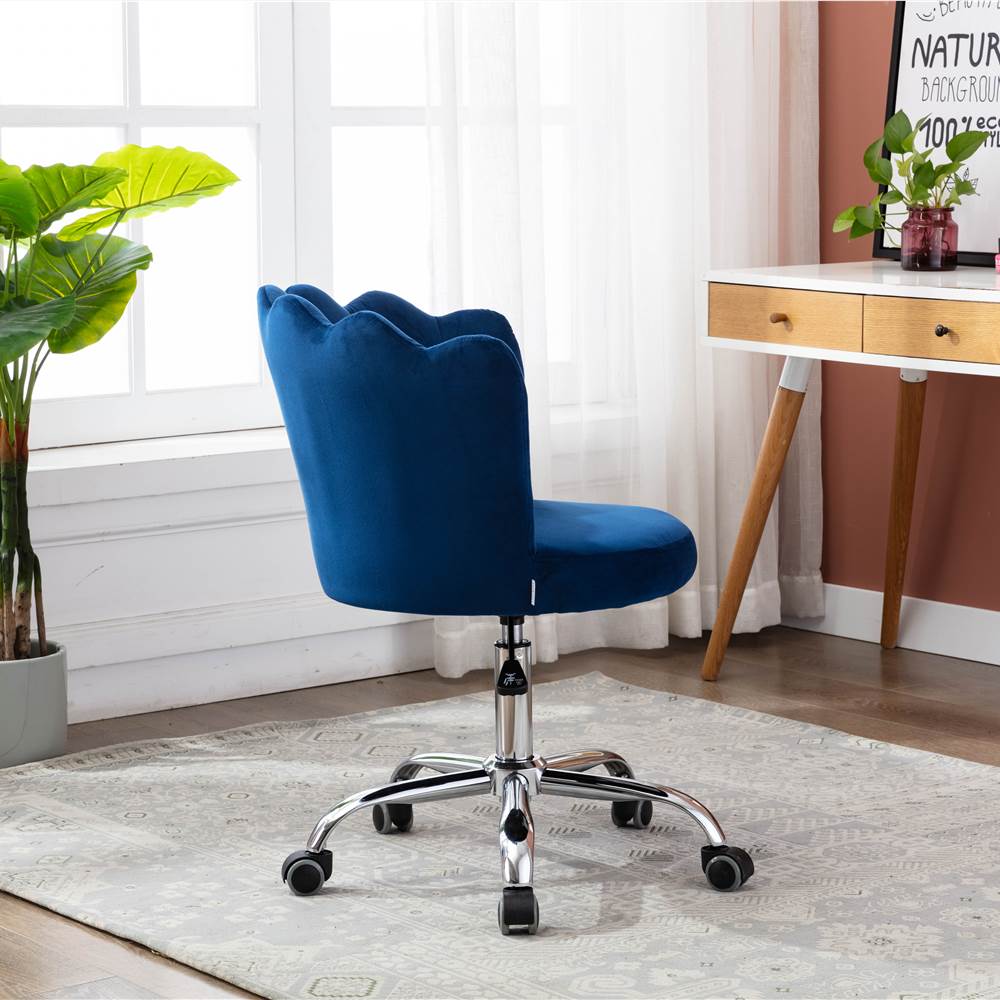 COOLMORE Velvet Swivel Shell Chair Height Adjustable with Curved Backrest and Casters for Living Room, Bedroom, Office - Blue COOLMORE Velvet Swivel Shell Chair Height Adjustable With Curved Backrest And Casters For Living Room, Bedroom, Office - Blue -NEWTRAL Sales Shop COOLMORE Swivel Shell Chair for Living Room Bed Room Modern Leisure office Chair Blue 457413 4