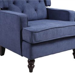 COOLMORE Linen Upholstered Rocking Chair With Rubber Wood Feet And High Backrest For Nursery, Living Room, Apartment - Navy Blue -NEWTRAL Sales Shop COOLMORE living room Comfortable rocking chair accent chair Navy fabric 458197 1