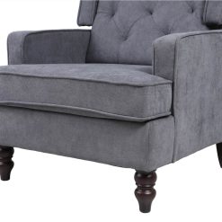 COOLMORE Linen Upholstered Rocking Chair With Rubber Wood Feet And High Backrest For Nursery, Living Room, Apartment - Dark Grey 4 COOLMORE Linen Upholstered Rocking Chair With Rubber Wood Feet And High Backrest For Nursery, Living Room, Apartment - Dark Grey -NEWTRAL Sales Shop COOLMORE living room Comfortable rocking chair accent chair with Dark Grey fabric 458196 4