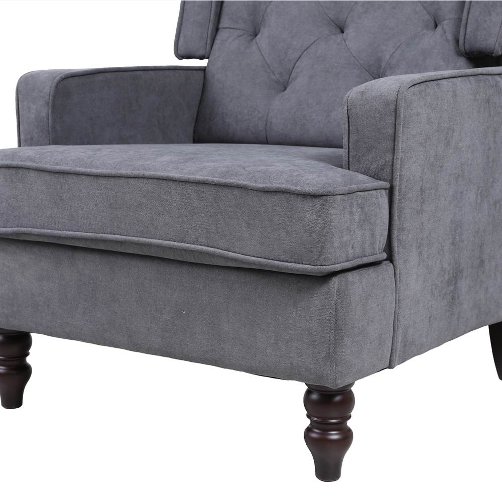 COOLMORE Linen Upholstered Rocking Chair with Rubber Wood Feet and High Backrest for Nursery, Living Room, Apartment - Dark Grey COOLMORE Linen Upholstered Rocking Chair With Rubber Wood Feet And High Backrest For Nursery, Living Room, Apartment - Dark Grey -NEWTRAL Sales Shop COOLMORE living room Comfortable rocking chair accent chair with Dark Grey fabric 458196 4