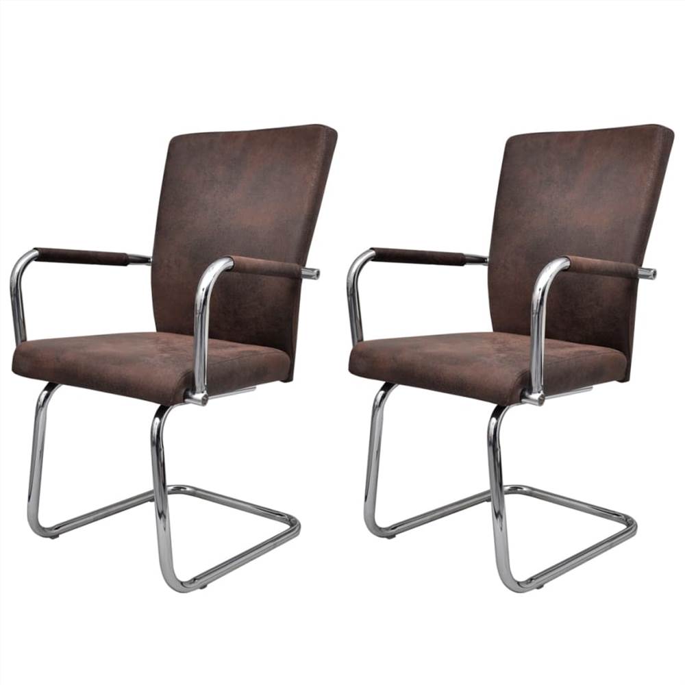 Cantilever Dining Chairs 2 pcs Brown Faux Leather Cantilever Dining Chairs 2 Pcs Brown Faux Leather -NEWTRAL Sales Shop Cantilever Dining Chairs 2 pcs Brown Faux Leather 515968 1