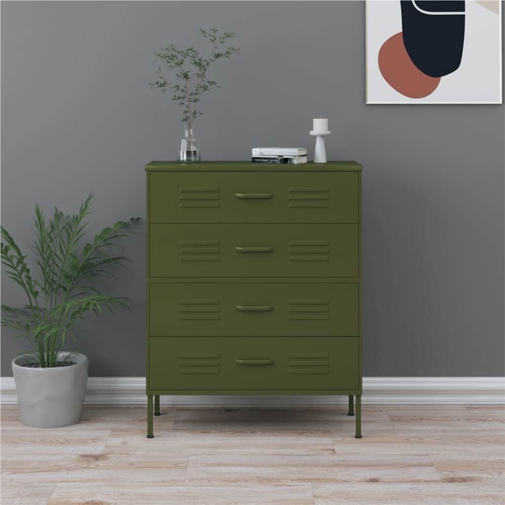Chest of Drawers Olive Green 80x35x101.5 cm Steel Chest Of Drawers Olive Green 80x35x101.5 Cm Steel -NEWTRAL Sales Shop Chest of Drawers Olive Green 80x35x101 5 cm Steel 495682 0