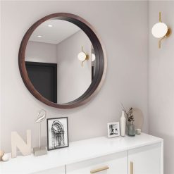 NEWTRAL Sales Shop -NEWTRAL Sales Shop Circle Mirror with Wood Frame Round Modern Decoration Large Mirror for Bathroom Living Room Bedroom Entryway Walnut Brown 24 quot 461247 0
