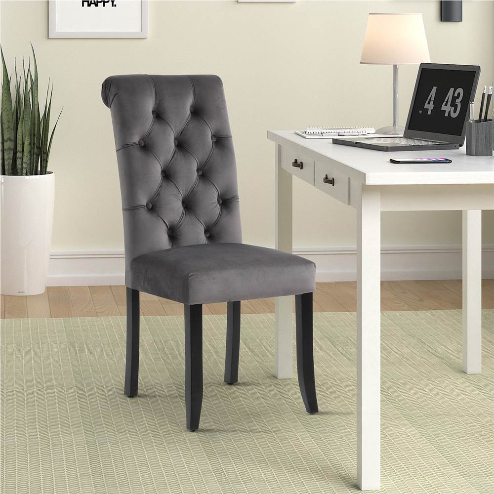 Linen Upholstered Dining Chair Set of 2, with Backrest and Wood Feet, for Kitchen, Living Room, Bedroom, Office, Cafe - Gray Linen Upholstered Dining Chair Set Of 2, With Backrest And Wood Feet, For Kitchen, Living Room, Bedroom, Office, Cafe - Gray -NEWTRAL Sales Shop Classic Fabric Tufted Dining Chair with Wooden Legs Set of 2 459049 3