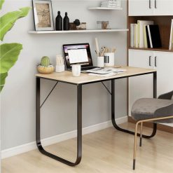 Computer Desk Black And Oak 110x60x73 Cm Chipboard