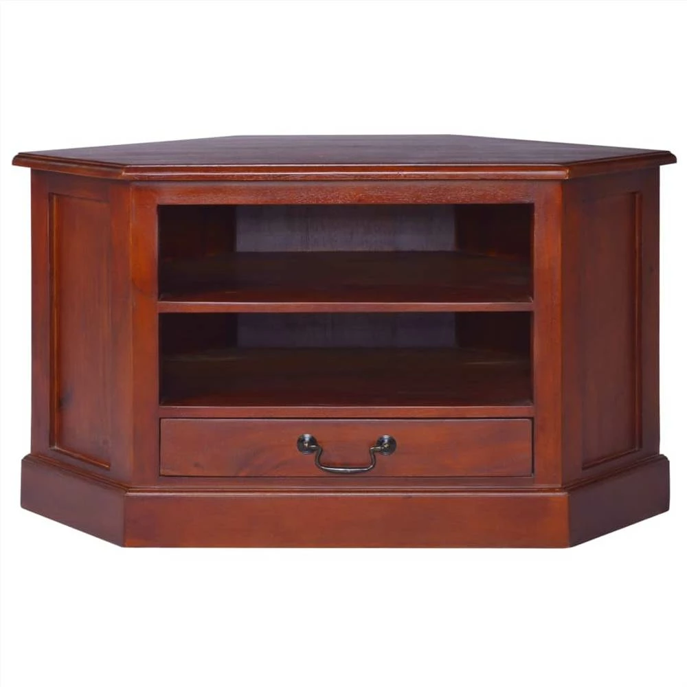Corner TV Cabinet Classical Brown Solid Mahogany Wood 3 Corner TV Cabinet Classical Brown Solid Mahogany Wood - Image 3