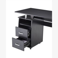 Home Office D&N Solid Wood Computer Desk With 2 Storage Drawers And CPU Tray - Black -NEWTRAL Sales Shop D N solid wood computer Desk office table with PC droller storage shelves and file cabinet two drawers CPU tray a shelf used for planting single black 458608 2