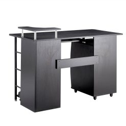 Home Office D&N Solid Wood Computer Desk With 2 Storage Drawers And CPU Tray - Black -NEWTRAL Sales Shop D N solid wood computer Desk office table with PC droller storage shelves and file cabinet two drawers CPU tray a shelf used for planting single black 458608 4