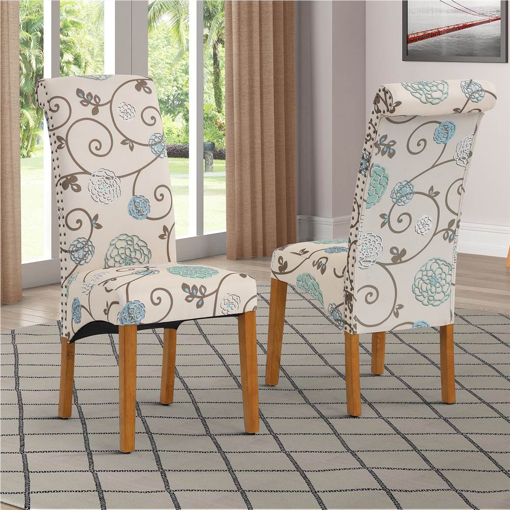 Linen Upholstered Dining Chair Set of 2, with Backrest and Rubber Wood Feet, for Kitchen, Living Room, Bedroom, Office, Cafe - Flower Linen Upholstered Dining Chair Set Of 2, With Backrest And Rubber Wood Feet, For Kitchen, Living Room, Bedroom, Office, Cafe - Flower -NEWTRAL Sales Shop DINNING CHAIR 458087 0