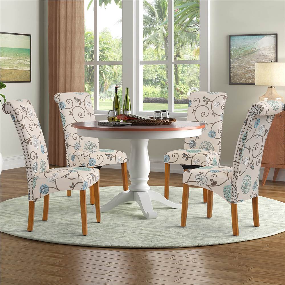 Linen Upholstered Dining Chair Set of 2, with Backrest and Rubber Wood Feet, for Kitchen, Living Room, Bedroom, Office, Cafe - Flower Linen Upholstered Dining Chair Set Of 2, With Backrest And Rubber Wood Feet, For Kitchen, Living Room, Bedroom, Office, Cafe - Flower -NEWTRAL Sales Shop DINNING CHAIR 458087 1