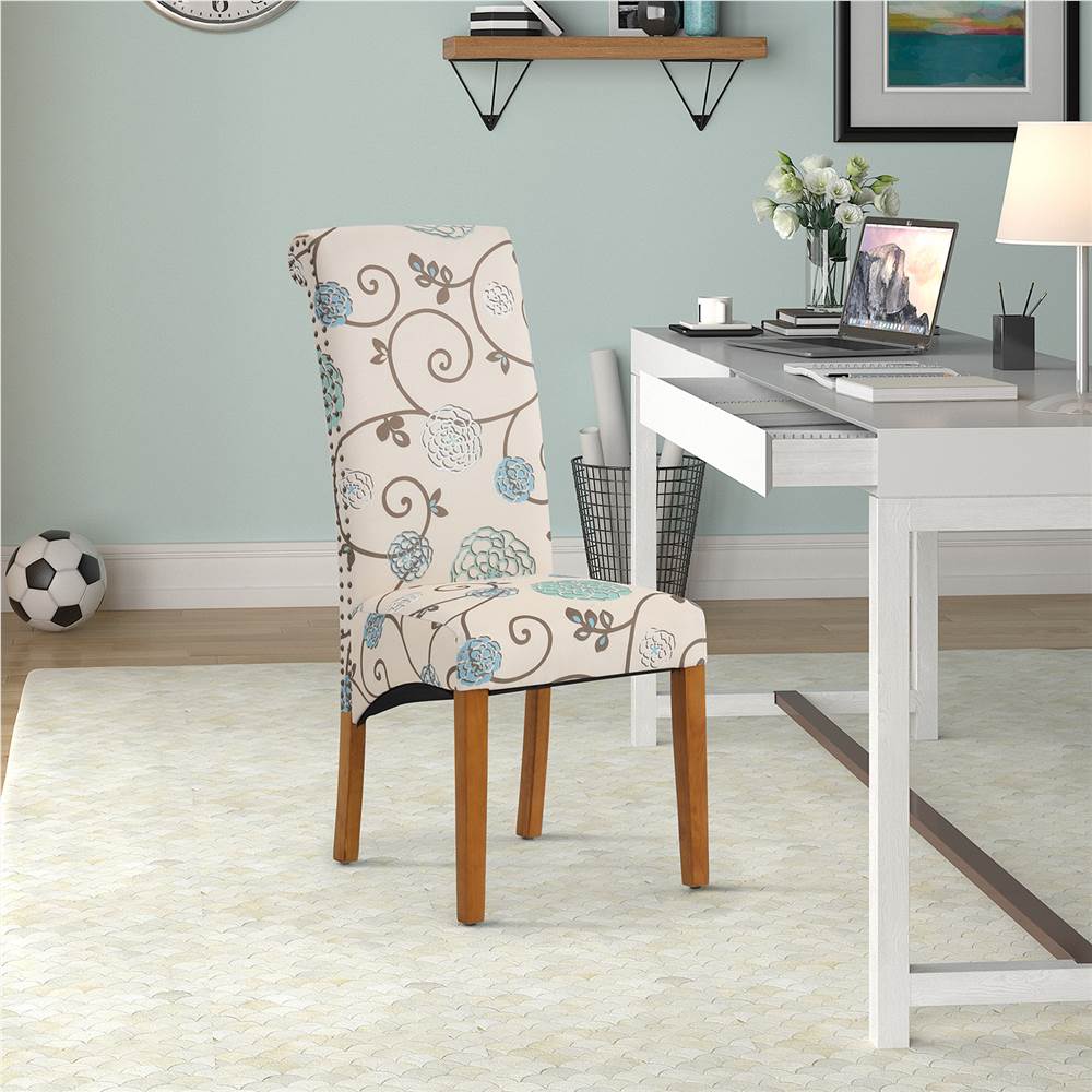 Linen Upholstered Dining Chair Set of 2, with Backrest and Rubber Wood Feet, for Kitchen, Living Room, Bedroom, Office, Cafe - Flower Linen Upholstered Dining Chair Set Of 2, With Backrest And Rubber Wood Feet, For Kitchen, Living Room, Bedroom, Office, Cafe - Flower -NEWTRAL Sales Shop DINNING CHAIR 458087 3
