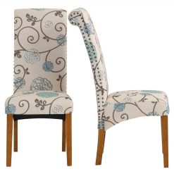 Linen Upholstered Dining Chair Set Of 2, With Backrest And Rubber Wood Feet, For Kitchen, Living Room, Bedroom, Office, Cafe - Flower 4 Linen Upholstered Dining Chair Set Of 2, With Backrest And Rubber Wood Feet, For Kitchen, Living Room, Bedroom, Office, Cafe - Flower -NEWTRAL Sales Shop DINNING CHAIR 458087 4