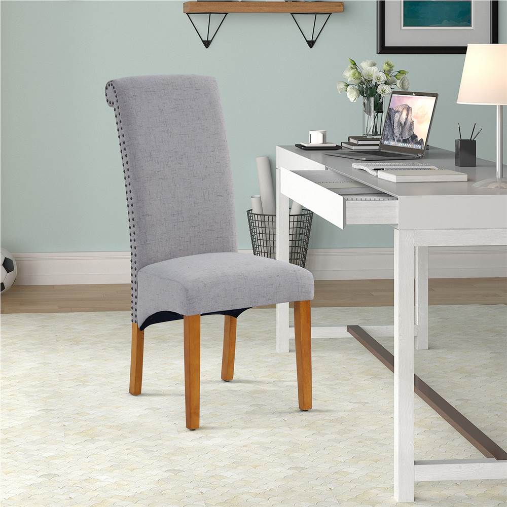 Linen Upholstered Dining Chair Set of 2, with Backrest and Rubber Wood Feet, for Kitchen, Living Room, Bedroom, Office, Cafe - Light Grey Linen Upholstered Dining Chair Set Of 2, With Backrest And Rubber Wood Feet, For Kitchen, Living Room, Bedroom, Office, Cafe - Light Grey -NEWTRAL Sales Shop DINNING CHAIR 458088 3