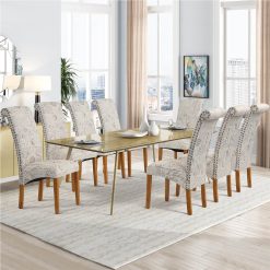 Linen Upholstered Dining Chair Set Of 2, With Backrest And Rubber Wood Feet, For Kitchen, Living Room, Bedroom, Office, Cafe - Word -NEWTRAL Sales Shop DINNING CHAIR 458089 2