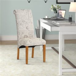 Linen Upholstered Dining Chair Set Of 2, With Backrest And Rubber Wood Feet, For Kitchen, Living Room, Bedroom, Office, Cafe - Word -NEWTRAL Sales Shop DINNING CHAIR 458089 3