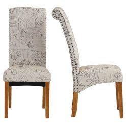 Linen Upholstered Dining Chair Set Of 2, With Backrest And Rubber Wood Feet, For Kitchen, Living Room, Bedroom, Office, Cafe - Word -NEWTRAL Sales Shop DINNING CHAIR 458089 4