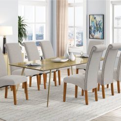 Linen Upholstered Dining Chair Set Of 2, With Backrest And Rubber Wood Feet, For Kitchen, Living Room, Bedroom, Office, Cafe - Beige 2 Linen Upholstered Dining Chair Set Of 2, With Backrest And Rubber Wood Feet, For Kitchen, Living Room, Bedroom, Office, Cafe - Beige -NEWTRAL Sales Shop DINNING CHAIR 458090 2