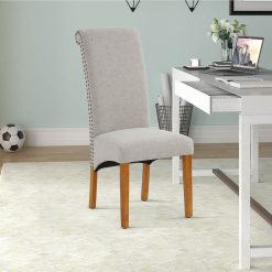 Linen Upholstered Dining Chair Set Of 2, With Backrest And Rubber Wood Feet, For Kitchen, Living Room, Bedroom, Office, Cafe - Beige 3 Linen Upholstered Dining Chair Set Of 2, With Backrest And Rubber Wood Feet, For Kitchen, Living Room, Bedroom, Office, Cafe - Beige -NEWTRAL Sales Shop DINNING CHAIR 458090 3