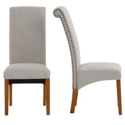 Linen Upholstered Dining Chair Set Of 2, With Backrest And Rubber Wood Feet, For Kitchen, Living Room, Bedroom, Office, Cafe - Beige 4 Linen Upholstered Dining Chair Set Of 2, With Backrest And Rubber Wood Feet, For Kitchen, Living Room, Bedroom, Office, Cafe - Beige -NEWTRAL Sales Shop DINNING CHAIR 458090 4