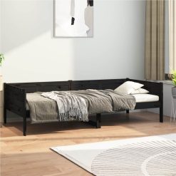 Day Bed Black Solid Wood Pine 90x190 Cm