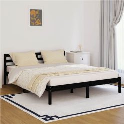 Day Bed Solid Wood Pine 160x200 Cm King Size Black