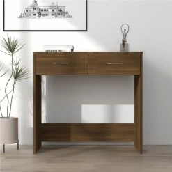 Desk Brown Oak 80x40x75 Cm Engineered Wood