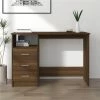 Desk With Drawers Brown Oak 110x50x76 Cm Engineered Wood