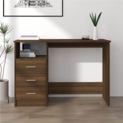 Desk With Drawers Brown Oak 110x50x76 Cm Engineered Wood
