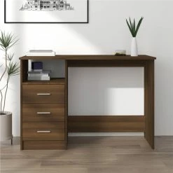 Desk With Drawers Brown Oak 110x50x76 Cm Engineered Wood