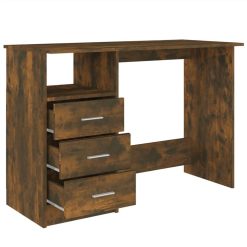 Desk With Drawers Smoked Oak 110x50x76 Cm Engineered Wood -NEWTRAL Sales Shop Desk with Drawers Smoked Oak 110x50x76 cm Engineered Wood 513645 5