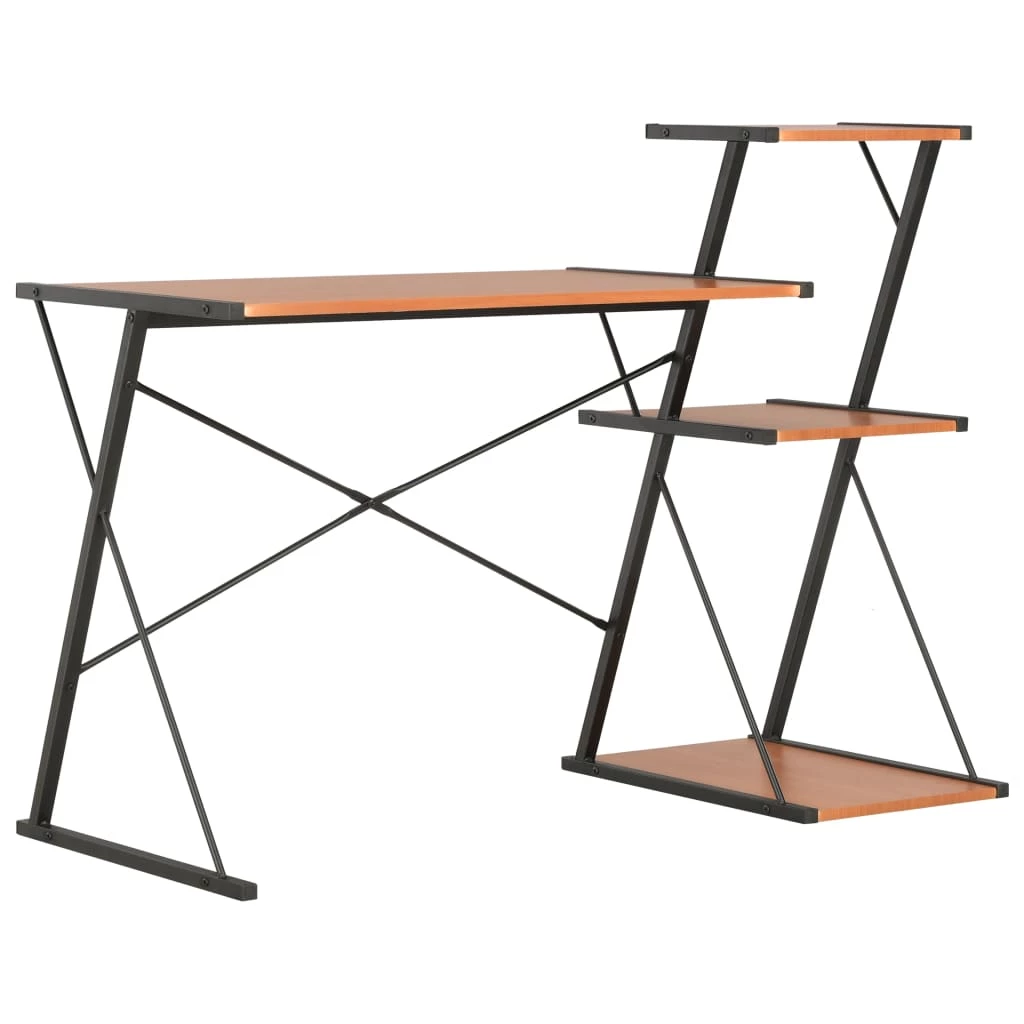 Desk With Shelf Black And Brown 116x50x93 Cm 1 Desk With Shelf Black And Brown 116x50x93 Cm