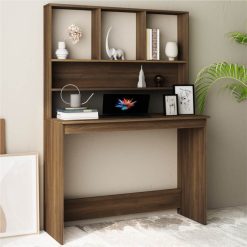 Desk With Shelves Brown Oak 110x45x157 Cm Engineered Wood