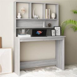 Desk With Shelves Grey Sonoma 110x45x157 Cm Engineered Wood