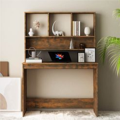 Desk With Shelves Smoked Oak 110x45x157 Cm Engineered Wood -NEWTRAL Sales Shop Desk with Shelves Smoked Oak 110x45x157 cm Engineered Wood 513188 4