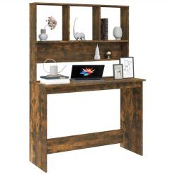 Desk With Shelves Smoked Oak 110x45x157 Cm Engineered Wood -NEWTRAL Sales Shop Desk with Shelves Smoked Oak 110x45x157 cm Engineered Wood 513188 5