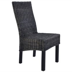 Dining Chairs 4 Pcs Black Kubu Rattan And Mango Wood -NEWTRAL Sales Shop Dining Chairs 4 pcs Black Kubu Rattan and Mango Wood 447097 3