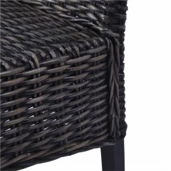 Dining Chairs 4 Pcs Black Kubu Rattan And Mango Wood -NEWTRAL Sales Shop Dining Chairs 4 pcs Black Kubu Rattan and Mango Wood 447097 5