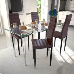 Dining Chairs 4 Pcs Brown Faux Leather
