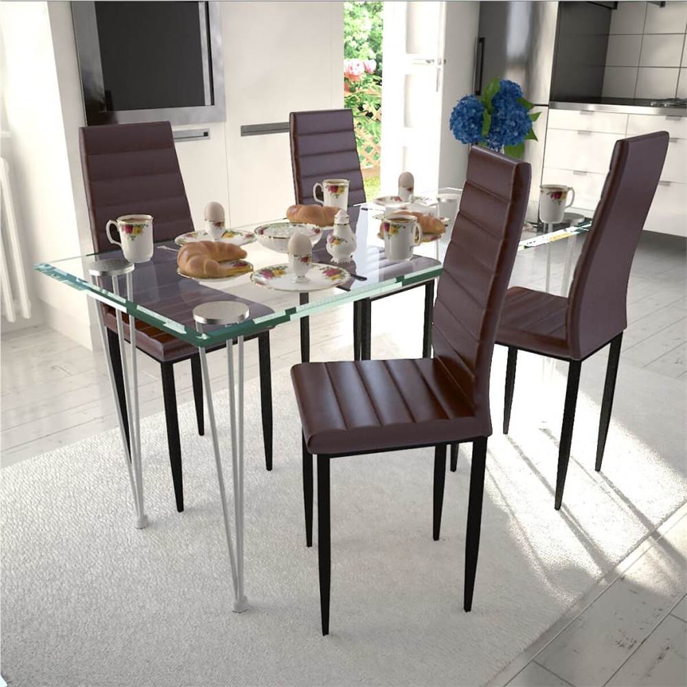 Dining Chairs 4 pcs Brown Faux Leather Dining Chairs 4 Pcs Brown Faux Leather -NEWTRAL Sales Shop Dining Chairs 4 pcs Brown Faux Leather 515967 0