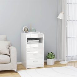 Drawer Cabinet High Gloss White 40x50x76 Cm Chipboard