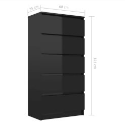 Drawer Sideboard High Gloss Black 60x35x121 Cm Chipboard -NEWTRAL Sales Shop Drawer Sideboard High Gloss Black 60x35x121 cm Chipboard 446031 5