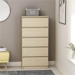 Drawer Sideboard Sonoma Oak 60x35x121 Cm Chipboard