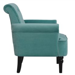 1-seat Velvet Button Tufted Sofa With Roll Arms And Wooden Legs For Living Room, Bedroom, Office, Hotel, Bar - Teal -NEWTRAL Sales Shop Elegant Button Tufted Accent Armchairs Roll Arm Living Room Cushion with Wooden Legs Teal Velvet 457646 2