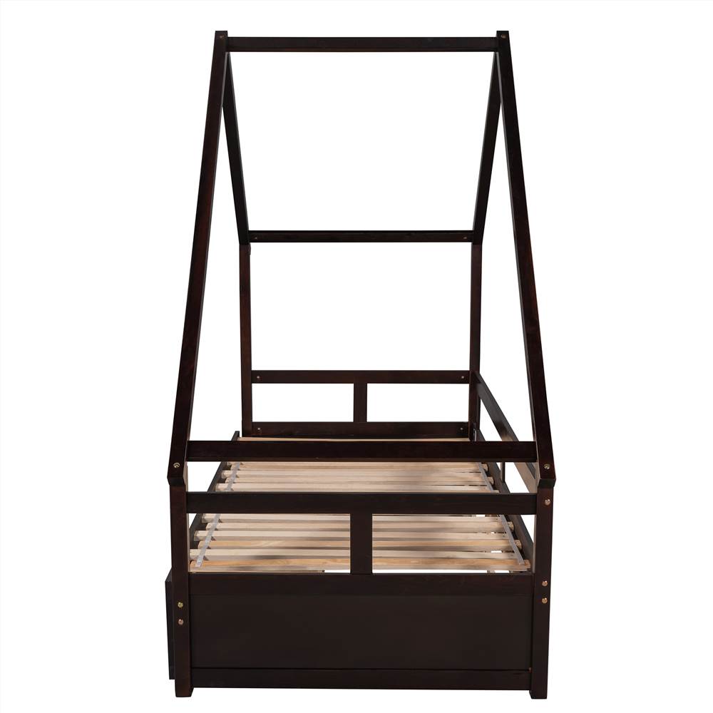 Twin Size Wooden Extending Daybed with 2 Storage Drawers, Space-saving Design, No Box Spring Needed - Espresso Twin Size Wooden Extending Daybed With 2 Storage Drawers, Space-saving Design, No Box Spring Needed - Espresso -NEWTRAL Sales Shop Extending Daybed with Two Drawers Wooden House Bed with Drawers Espresso 460967 0