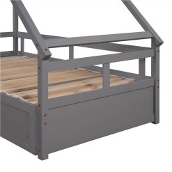 Twin Size Wooden Extending Daybed With 2 Storage Drawers, Space-saving Design, No Box Spring Needed - Gray 2 Twin Size Wooden Extending Daybed With 2 Storage Drawers, Space-saving Design, No Box Spring Needed - Gray -NEWTRAL Sales Shop Extending Daybed with Two Drawers Wooden House Bed with Drawers Gray 460968 1