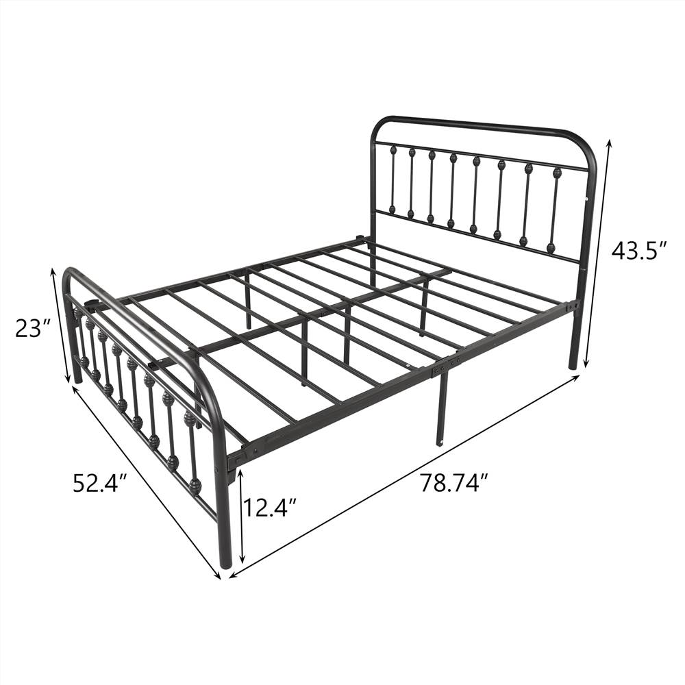 Full-Size Metal Platform Bed Frame with Headboard and Steel Slats Support, No Box Spring Needed (Only Frame) - Black Full-Size Metal Platform Bed Frame With Headboard And Steel Slats Support, No Box Spring Needed (Only Frame) - Black -NEWTRAL Sales Shop FULL Metal Platform Bed Frame with Headboard Wood Slat Support No Box Spring Needed Easy Assembly BLACK 460775 5