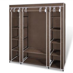 Fabric Wardrobe With Compartments And Rods 45x150x176 Cm Brown