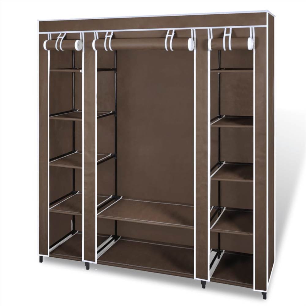 Fabric Wardrobe with Compartments and Rods 45x150x176 cm Brown Fabric Wardrobe With Compartments And Rods 45x150x176 Cm Brown -NEWTRAL Sales Shop Fabric Wardrobe with Compartments and Rods 45x150x176 cm Brown 446179 0
